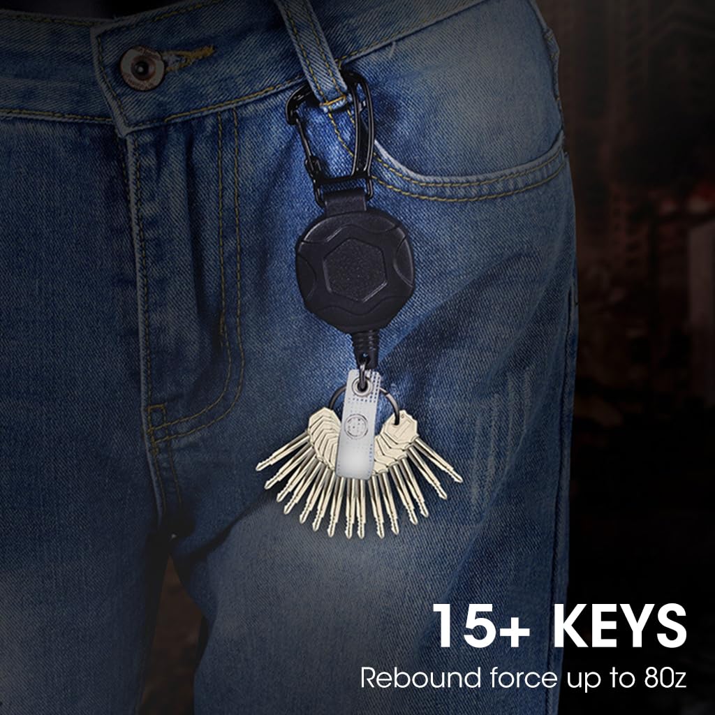 HASTHIP Retractable Keychain with ID Card Holder Retractable Badge Holder, Heavy Duty Carabiner Keychain with 31.5 HASTHIP Retractable Keychain with ID Card Holder Retractable Badge Holder, Heavy Duty Carabiner Keychain with 31.5
